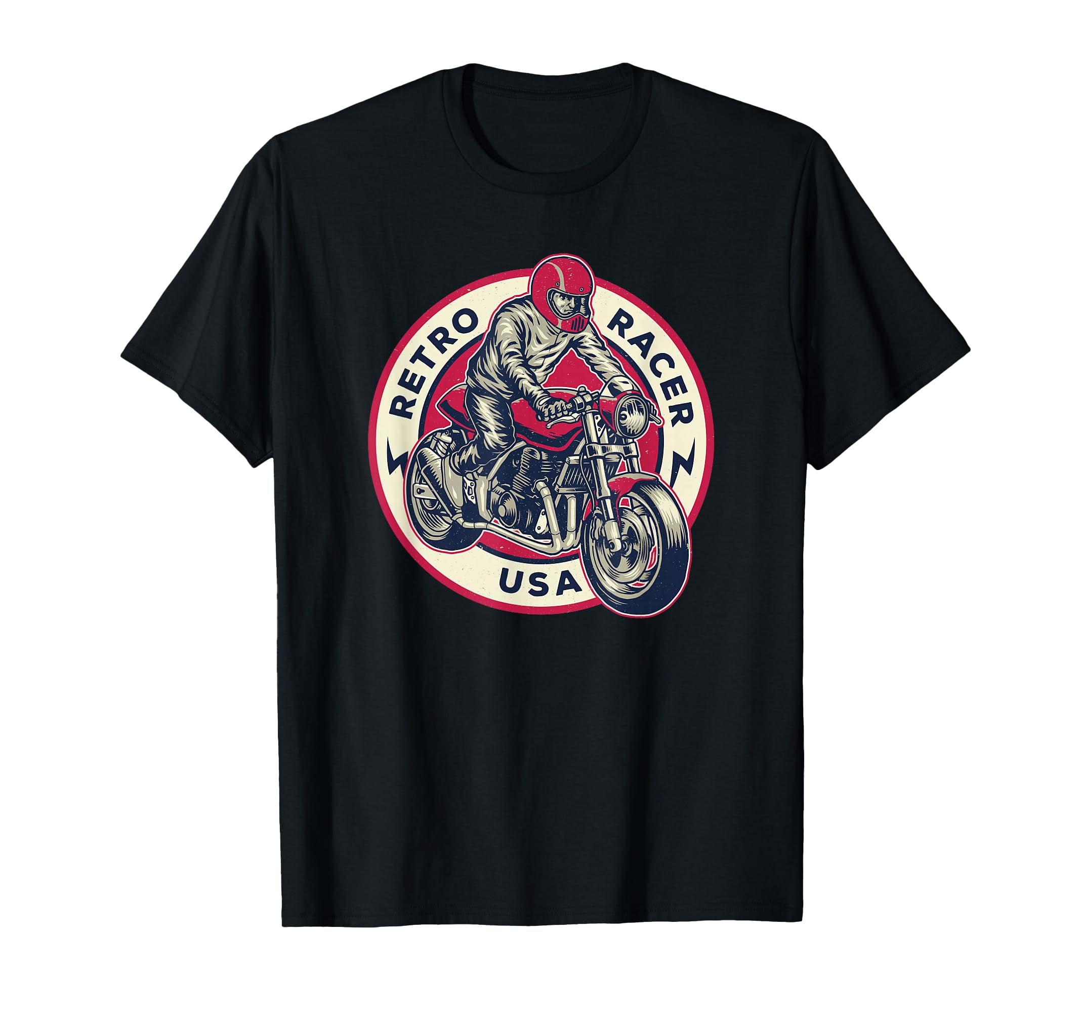 Racer Usa Cafe Racer Mens Motorcycle T-Shirt - Trendy Graphic for Adults - T-Shirt, Sweatshirt, Hoodie