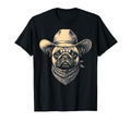 Pug Dog Cowboy Hat Bandana Western T-Shirt - Aesthetic Graphic Men Women - T-Shirt, Sweatshirt, Hoodie