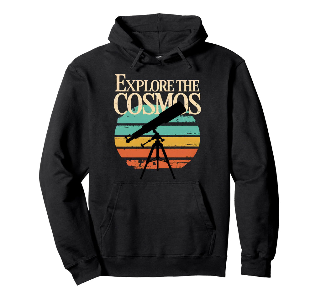 Explore Cosmos Telescope Astronomy Hoodie - Fun Novelty Design for Adults - T-Shirt, Sweatshirt, Hoodie