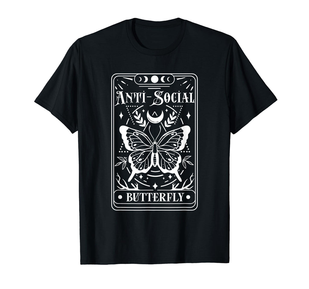 Anti Social Butterfly Funny Sarcastic T-Shirt - Trendy Graphic Unisex - T-Shirt, Sweatshirt, Hoodie