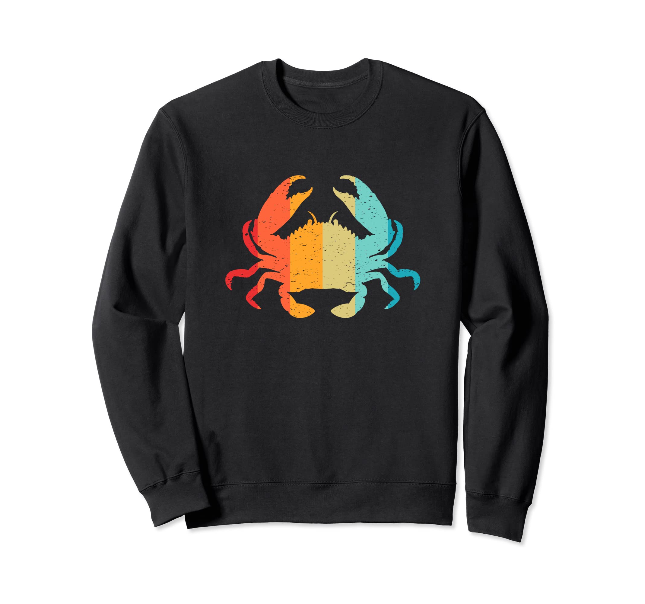 Crab Silhouette 70S 80S Distressed Sweatshirt - Custom Art Print for Adults - T-Shirt, Sweatshirt, Hoodie
