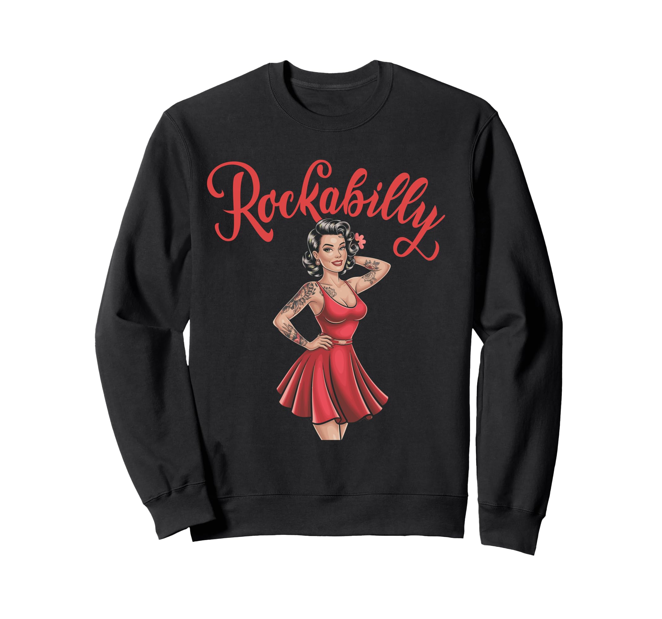 Rockabilly Tattoo Pin Up Lady Sweatshirt - Unique Graphic Men Women - T-Shirt, Sweatshirt, Hoodie