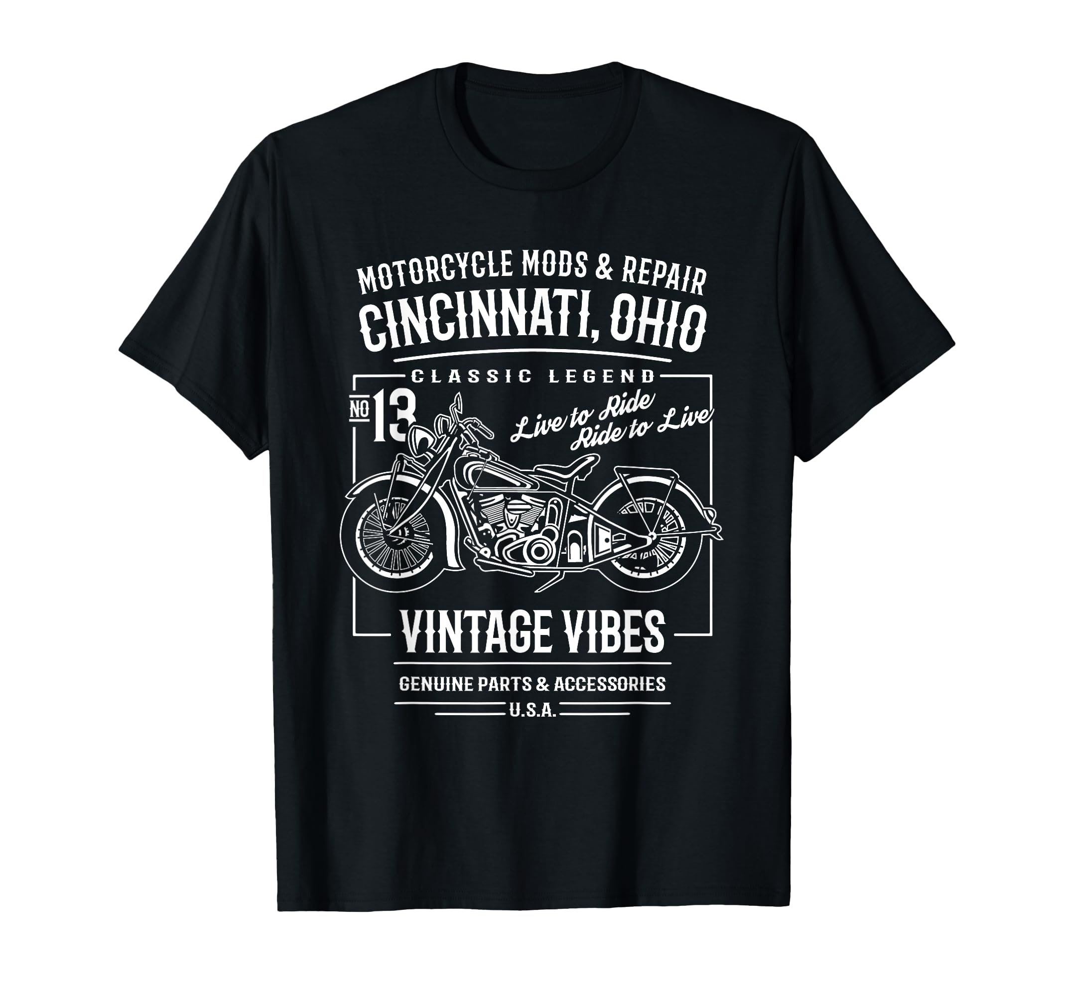 Cincinnati Oh Usa Distressed Motorcycle T-Shirt - Unique Graphic Unisex - T-Shirt, Sweatshirt, Hoodie