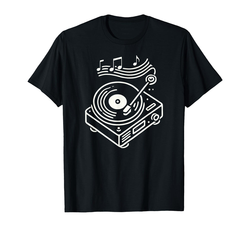Vinyl Record Player Sketch Music T-Shirt - Fun Novelty Design Men Women - T-Shirt, Sweatshirt, Hoodie