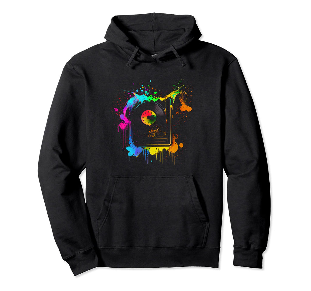 Vinyl 80S Record Turntable Hoodie - Fun Novelty Design Men Women - T-Shirt, Sweatshirt, Hoodie