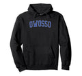 Owosso Mi Distressed Blue Varsity Hoodie - Custom Art Print Unisex - T-Shirt, Sweatshirt, Hoodie