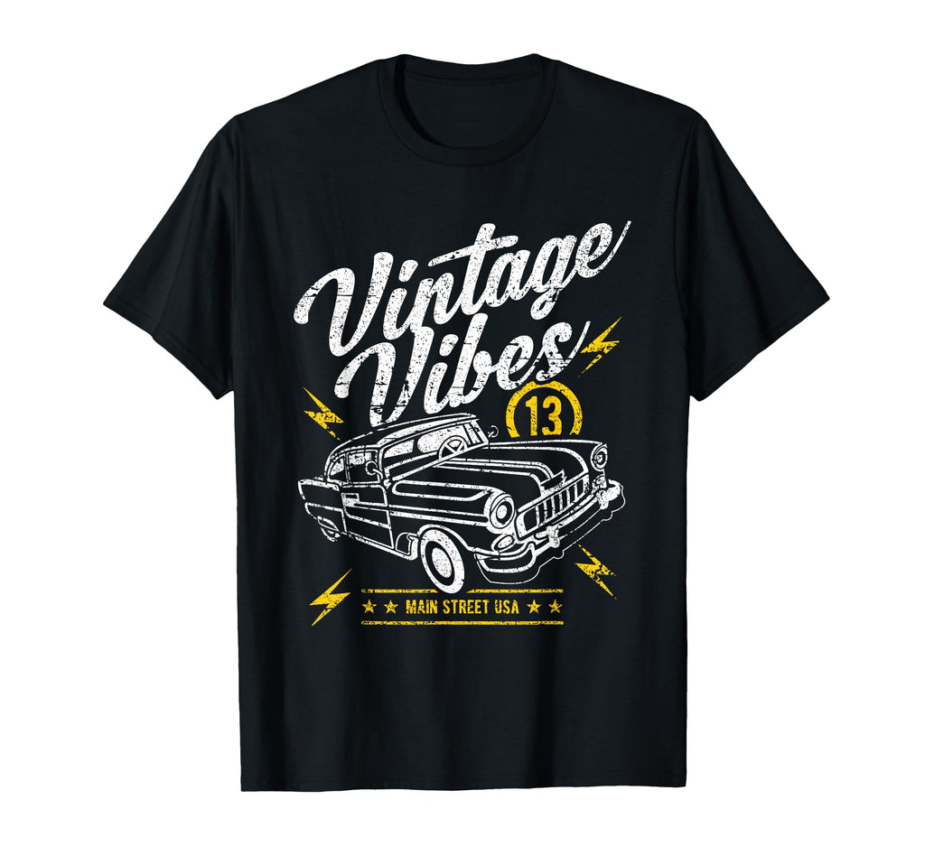 Vibes Main Street Usa Car Distressed T-Shirt - Novelty Apparel for Adults - T-Shirt, Sweatshirt, Hoodie