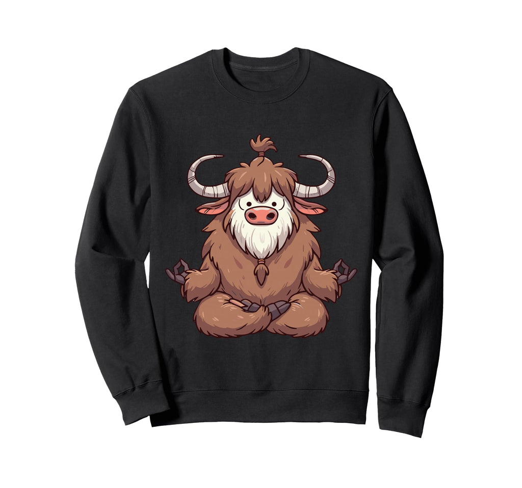 Meditation Yak Yoga Pose Relaxing Animal Sweatshirt - Trendy Graphic Unisex - T-Shirt, Sweatshirt, Hoodie