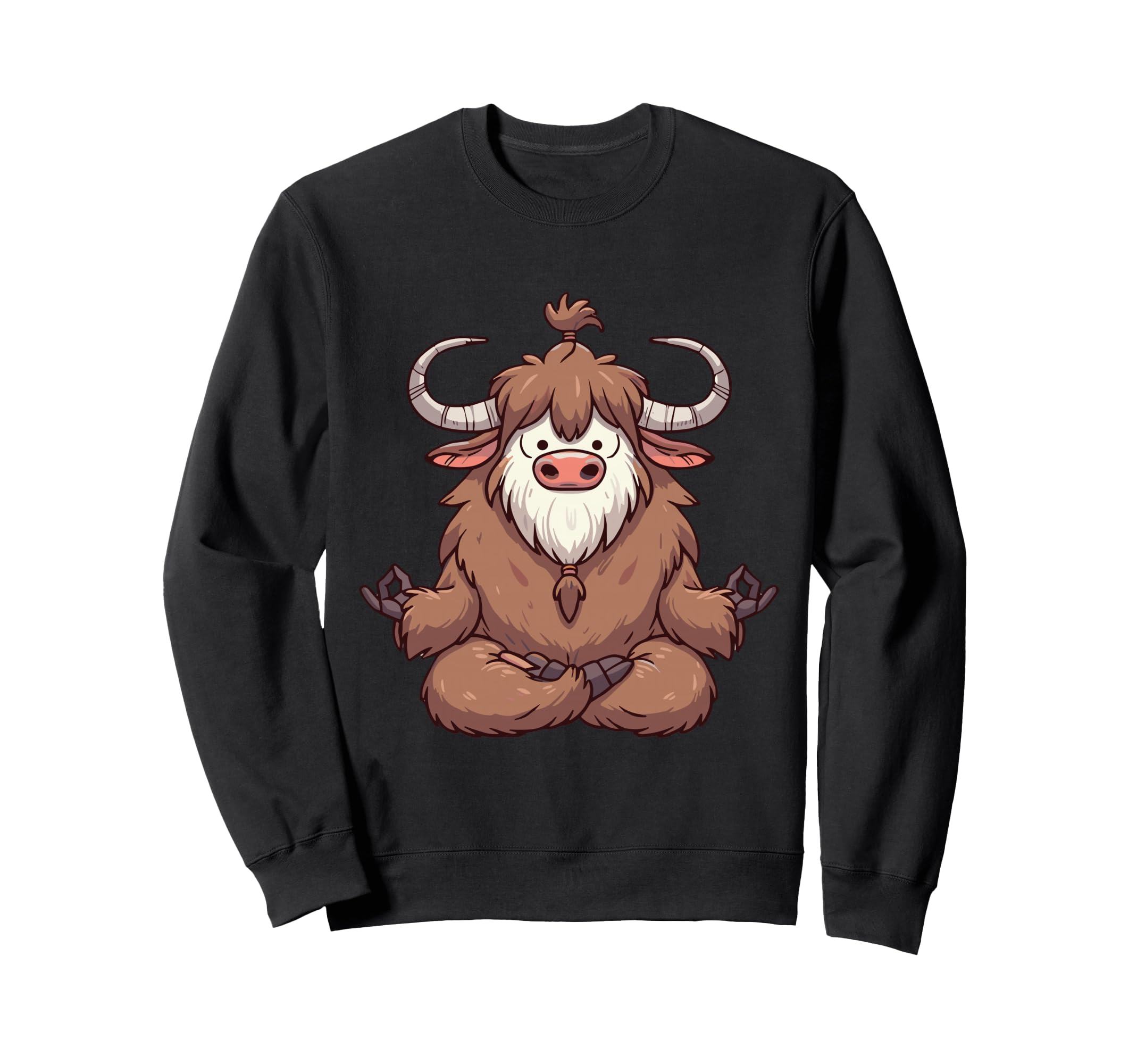 Meditation Yak Yoga Pose Relaxing Animal Sweatshirt - Trendy Graphic Unisex - T-Shirt, Sweatshirt, Hoodie