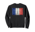 French Flag Postcard Eiffel Tower Sweatshirt - Unique Graphic Unisex - T-Shirt, Sweatshirt, Hoodie