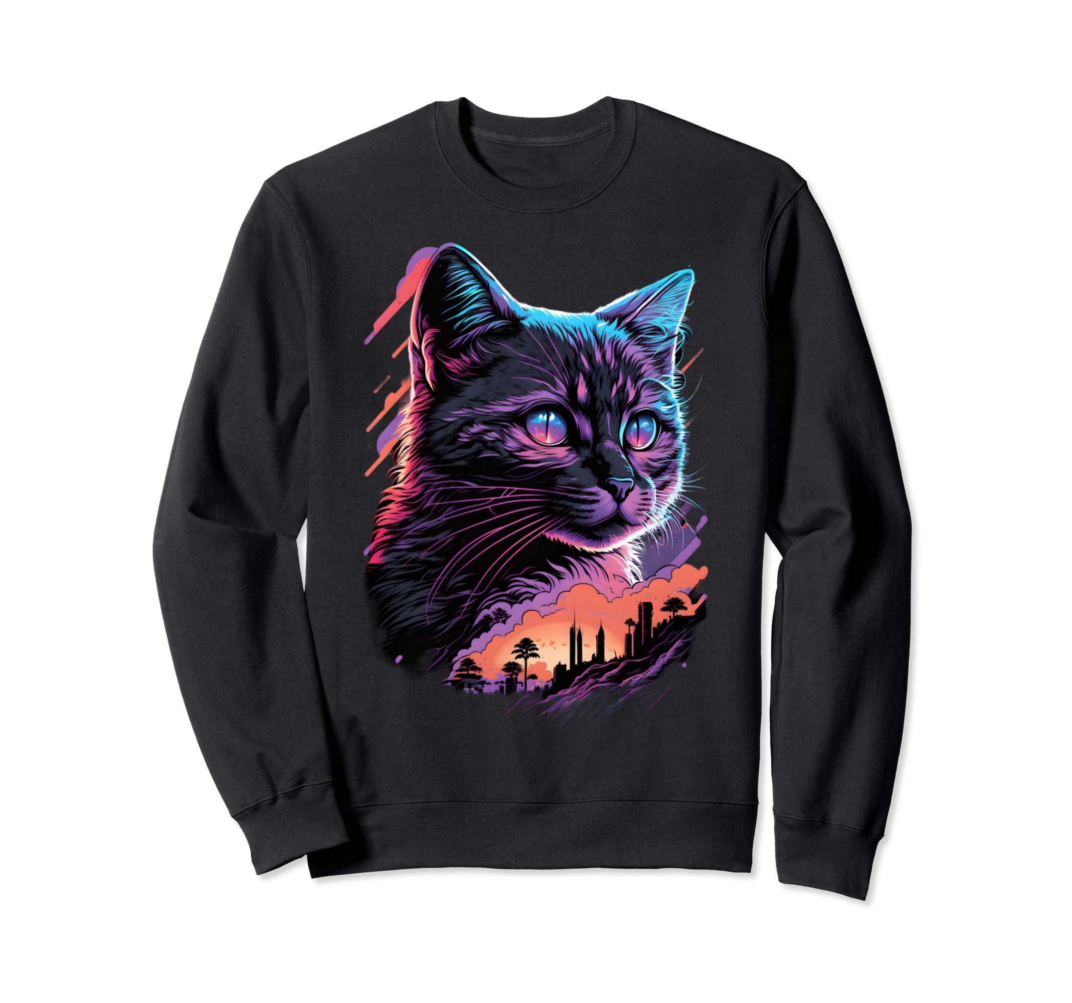 Synth Wave Katzen Katzenliebhaber T-Shirt - Minimalist Print Men Women - T-Shirt, Sweatshirt, Hoodie
