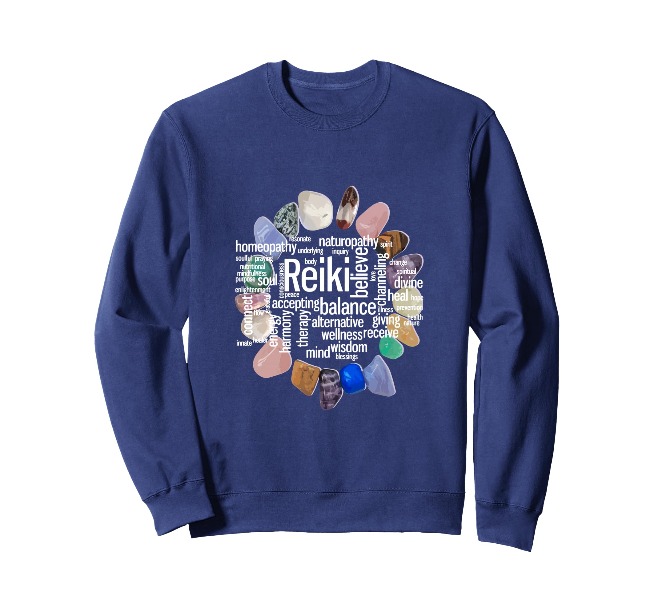 Reiki Terms Wordcloud Crystal Sweatshirt - Novelty Apparel for Adults - T-Shirt, Sweatshirt, Hoodie