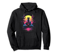 Synthwave Cat Samurai Mediation Vaporwave Hoodie - Graphic Print Men Women - T-Shirt, Sweatshirt, Hoodie