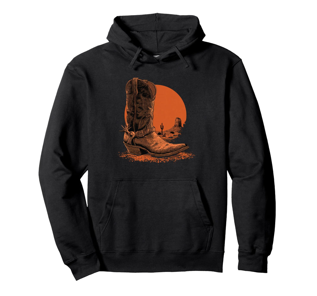Cowboy Boot Desert Sunset Western Hoodie - Trendy Graphic for Adults - T-Shirt, Sweatshirt, Hoodie