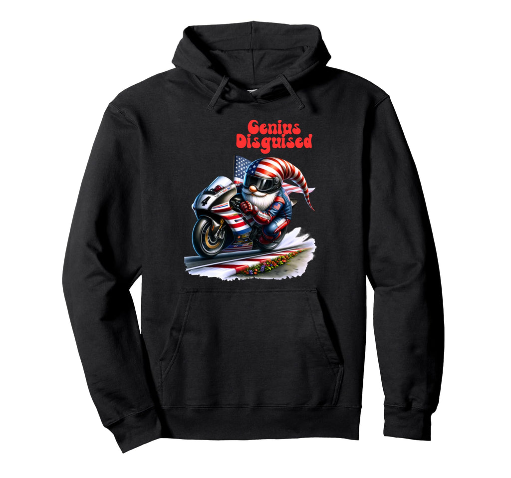 American Patriotic Biker Gnomes Hoodie - Fun Novelty Design Unisex - T-Shirt, Sweatshirt, Hoodie