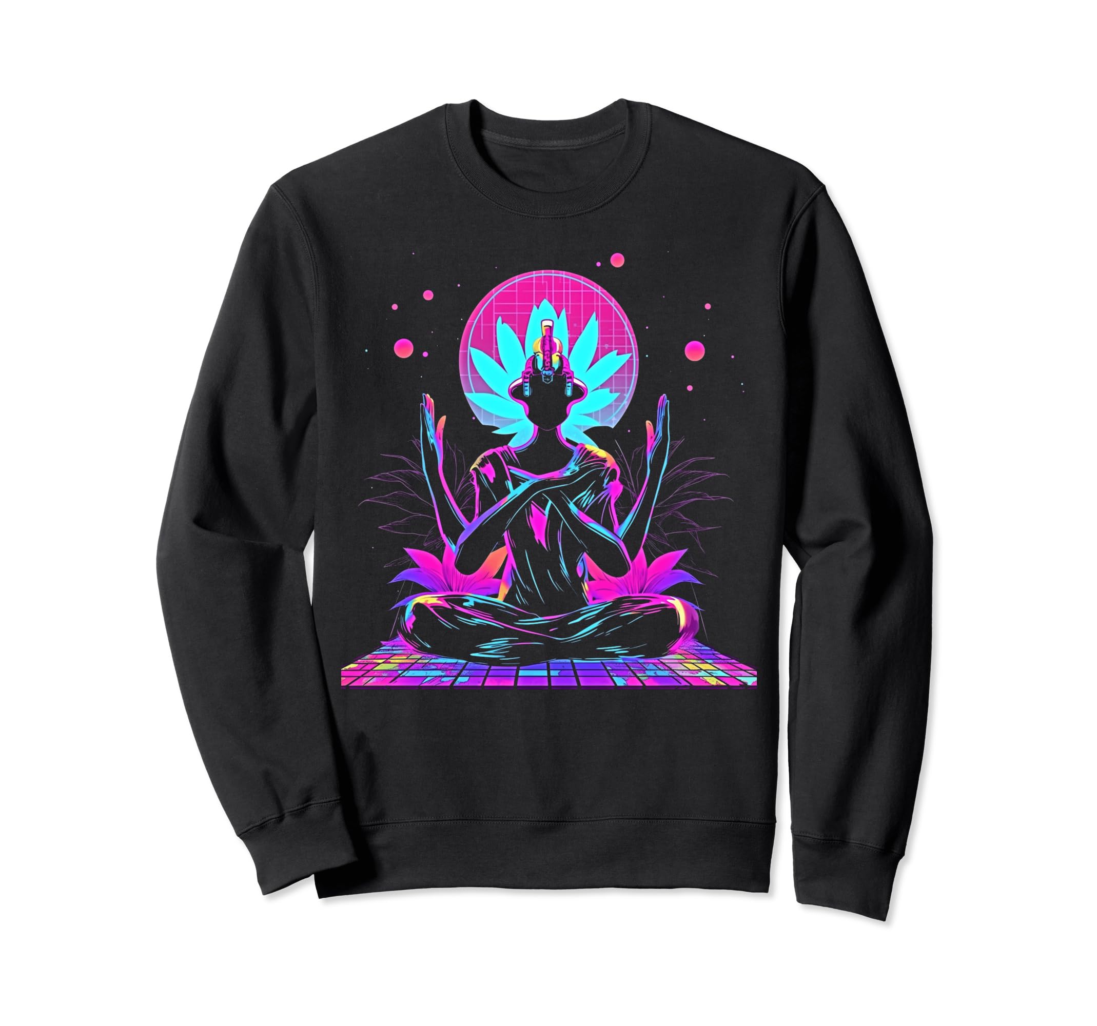 Synthwave Alien Buddha Sweatshirt - Casual Everyday Wear for Adults - T-Shirt, Sweatshirt, Hoodie