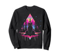 Synthwave Cat Samurai Mediation Sweatshirt - Graphic Print Unisex - T-Shirt, Sweatshirt, Hoodie