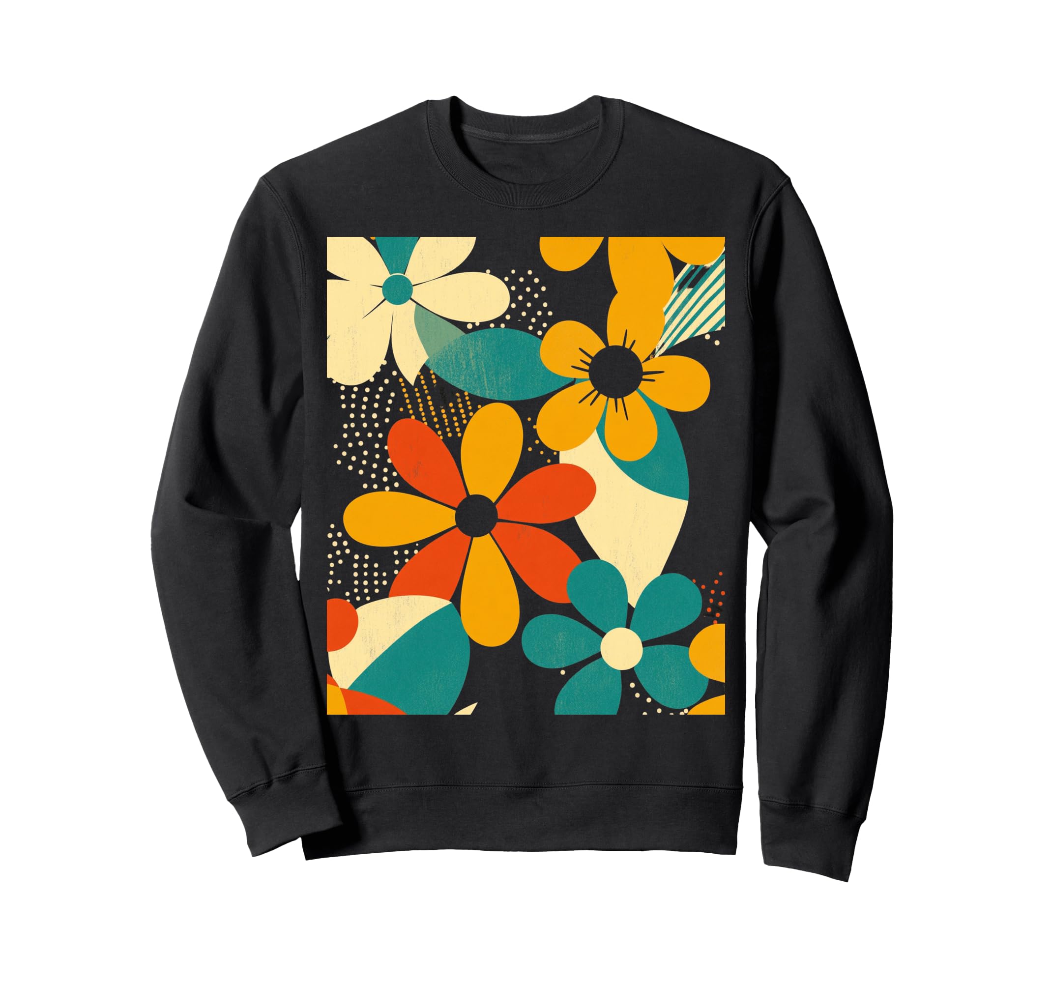Bold Floral Pattern Nostalgic Sweatshirt - Casual Everyday Wear for Adults - T-Shirt, Sweatshirt, Hoodie