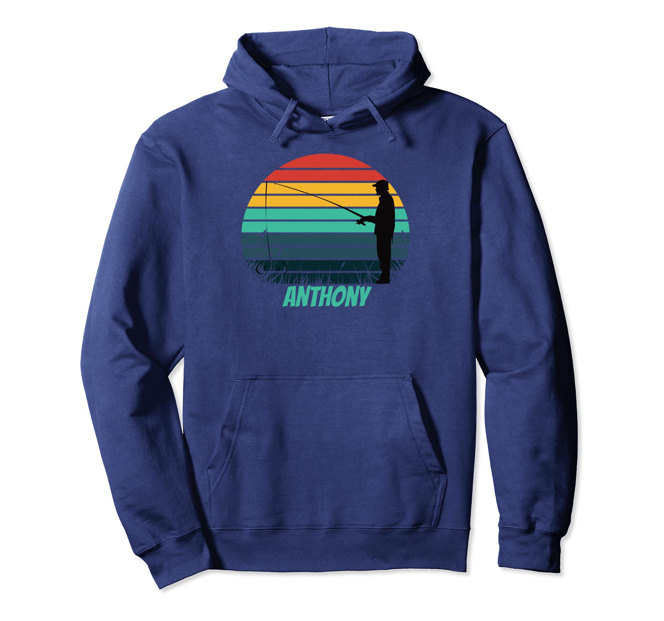 Anthony Fishing Sunset Name Hoodie - Fun Novelty Design for Adults - T-Shirt, Sweatshirt, Hoodie
