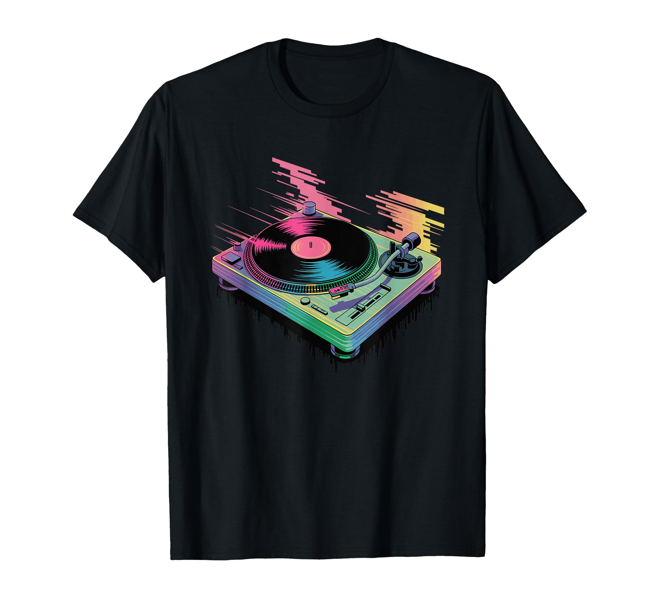 Glitch Art Turntable Vinyl Disc T-Shirt - Aesthetic Graphic Men Women - T-Shirt, Sweatshirt, Hoodie
