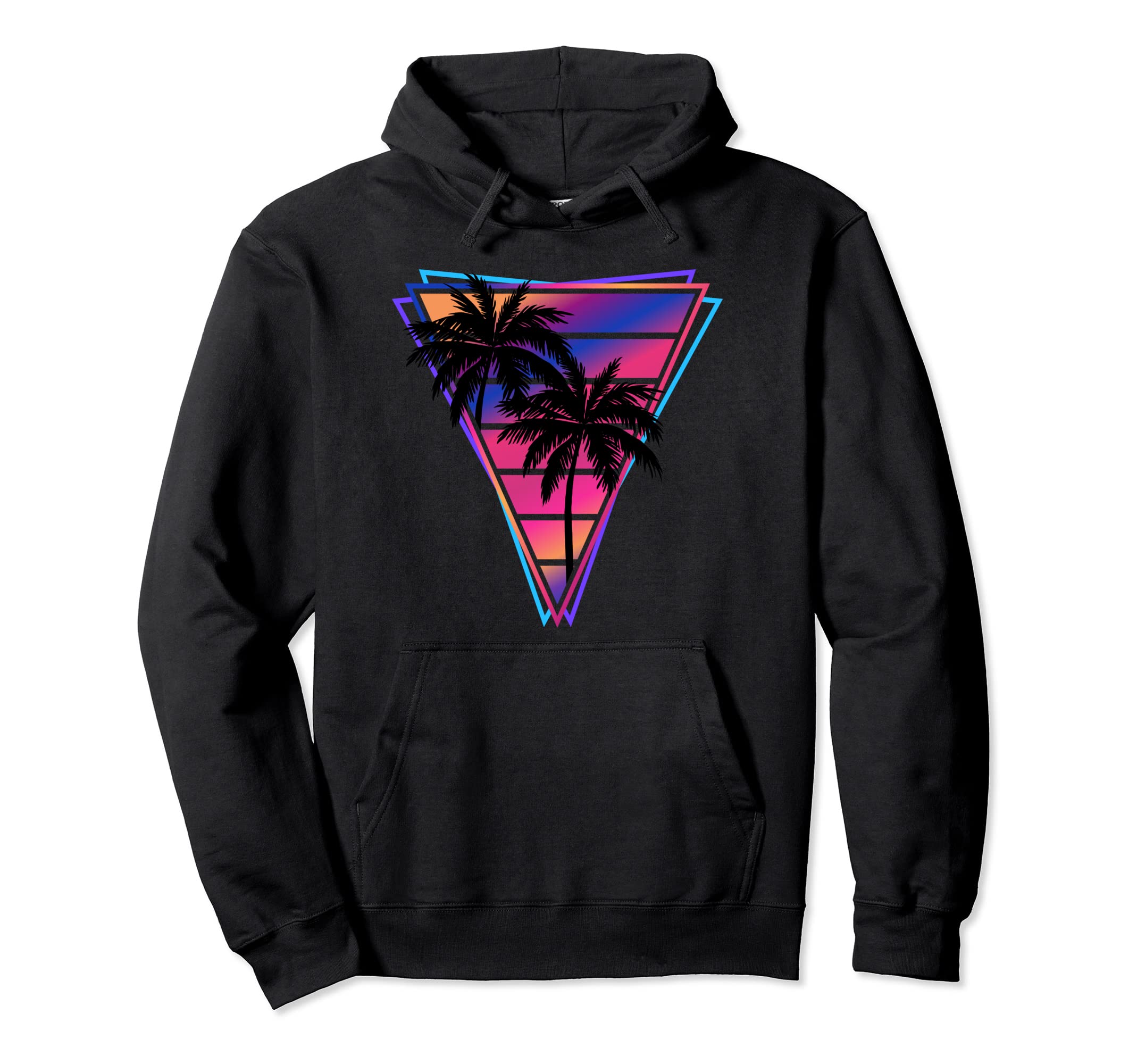 Synthwave Vaporwave Triangle Palm Trees Hoodie - Minimalist Print Unisex - T-Shirt, Sweatshirt, Hoodie