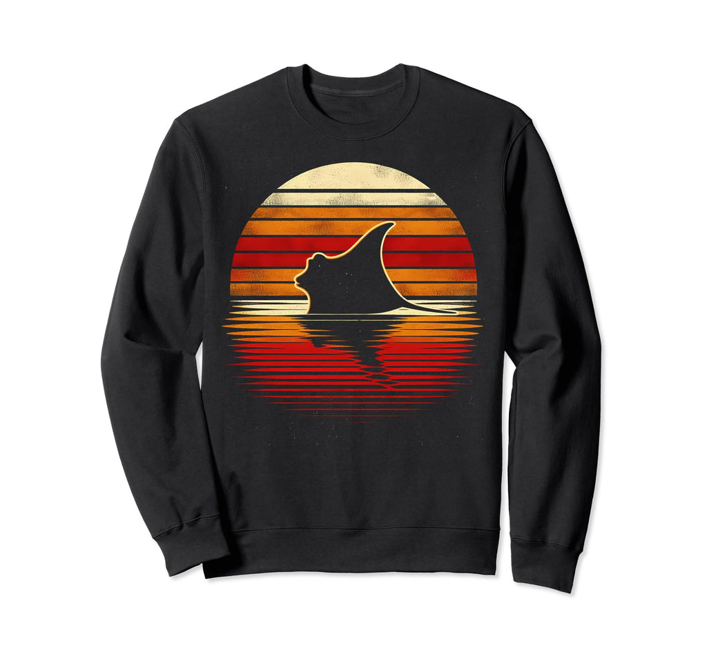 Manta Ray Sunset Safari 70S Fishing Sweatshirt - Minimalist Print Unisex - T-Shirt, Sweatshirt, Hoodie