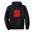 Bold Letter Red S Outline Alphabet Hoodie - Minimalist Print for Adults - T-Shirt, Sweatshirt, Hoodie