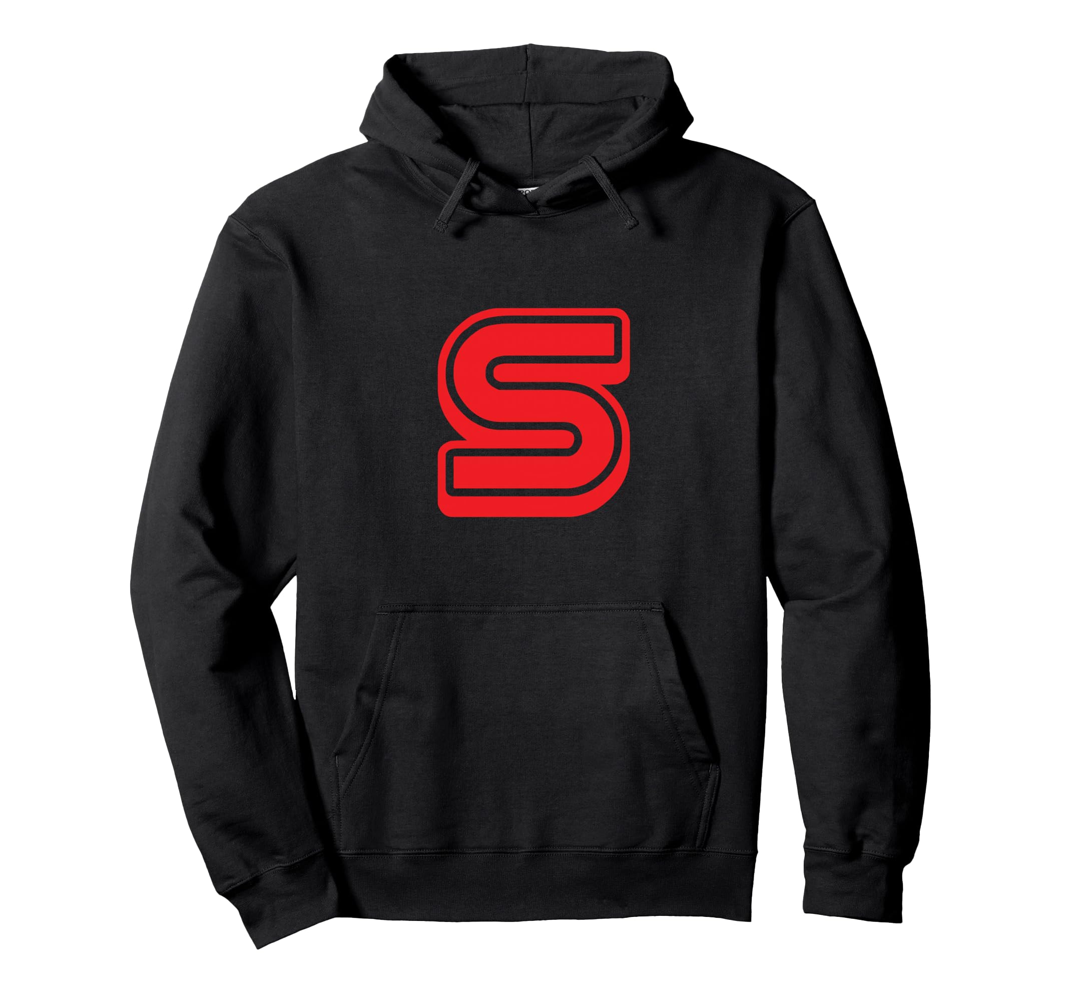 Bold Letter Red S Outline Alphabet Hoodie - Minimalist Print for Adults - T-Shirt, Sweatshirt, Hoodie