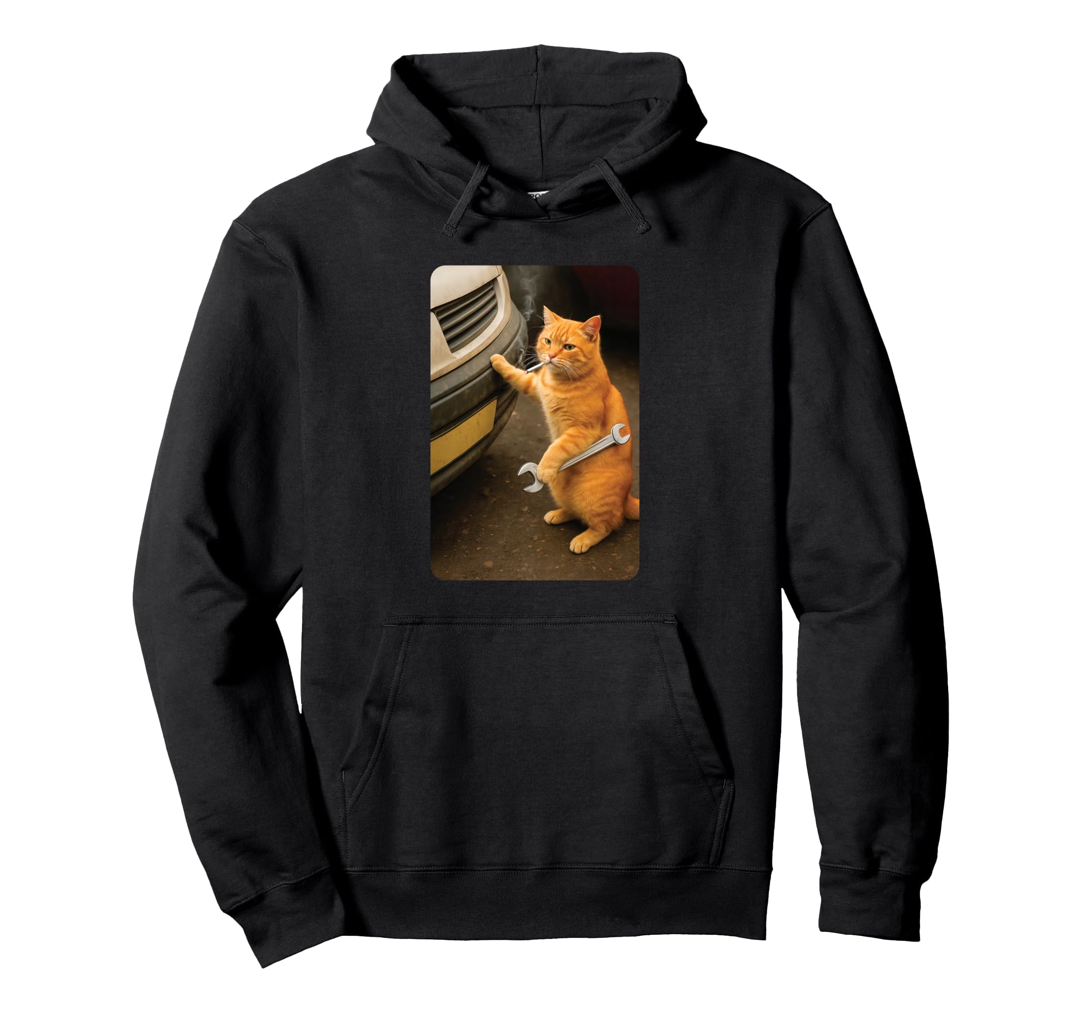 Funny Auto Mechanic Cat Meme Car Repair Hoodie - Minimalist Print Unisex - T-Shirt, Sweatshirt, Hoodie