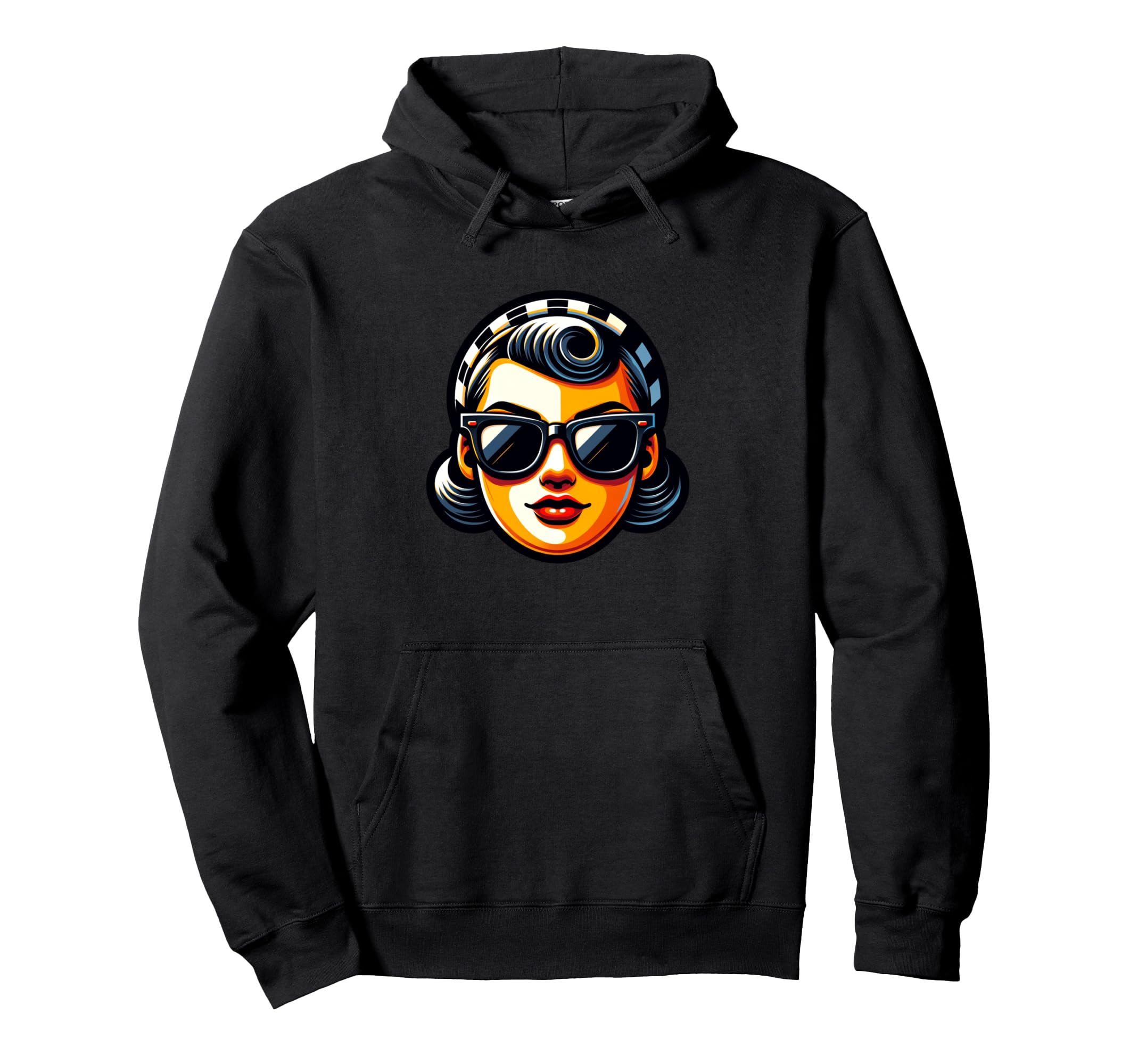 Stylish Sunglasses Portrait Hoodie - Fun Novelty Design Men Women - T-Shirt, Sweatshirt, Hoodie
