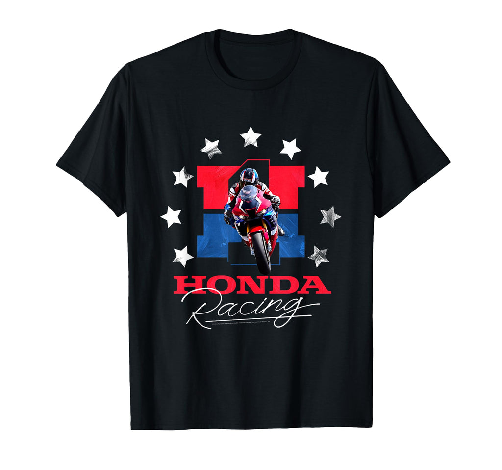 Honda Racing Red White Blue Stars T-Shirt - Graphic Print for Adults - T-Shirt, Sweatshirt, Hoodie