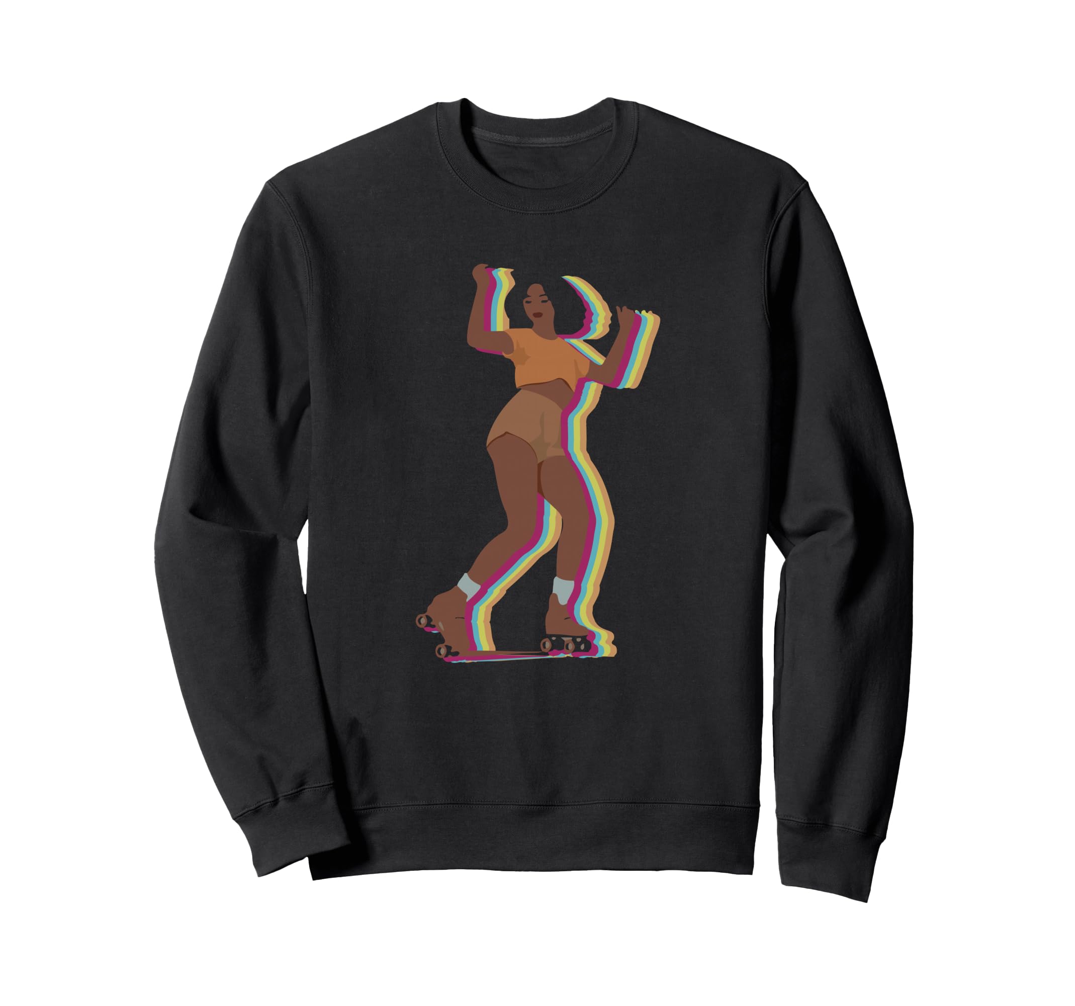 Womens 70S 80S Roller Skating Afro Sweatshirt - Minimalist Print for Adults - T-Shirt, Sweatshirt, Hoodie