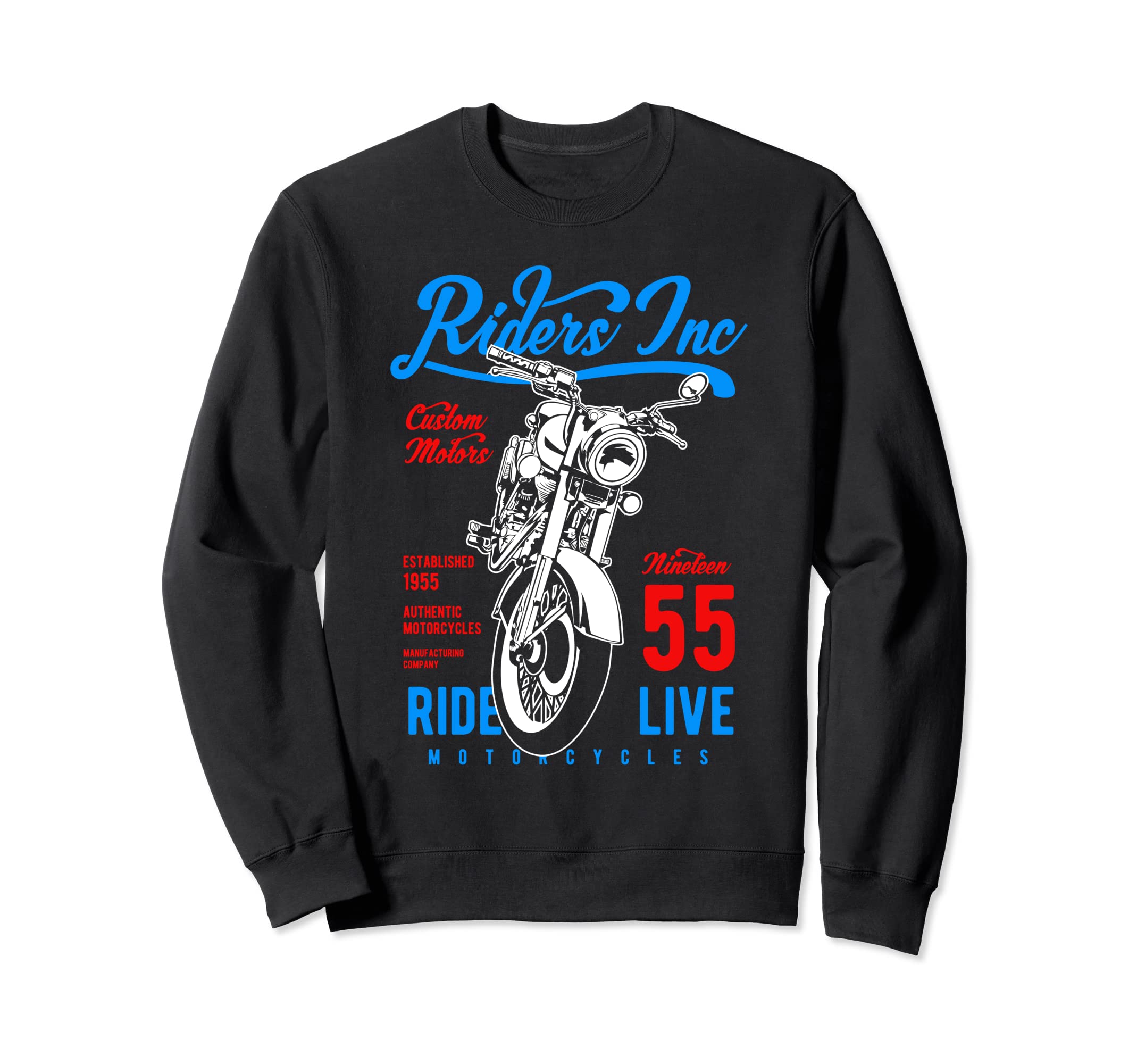 Riders Inc 1955 Motorcycle Sweatshirt - Fun Novelty Design Men Women - T-Shirt, Sweatshirt, Hoodie