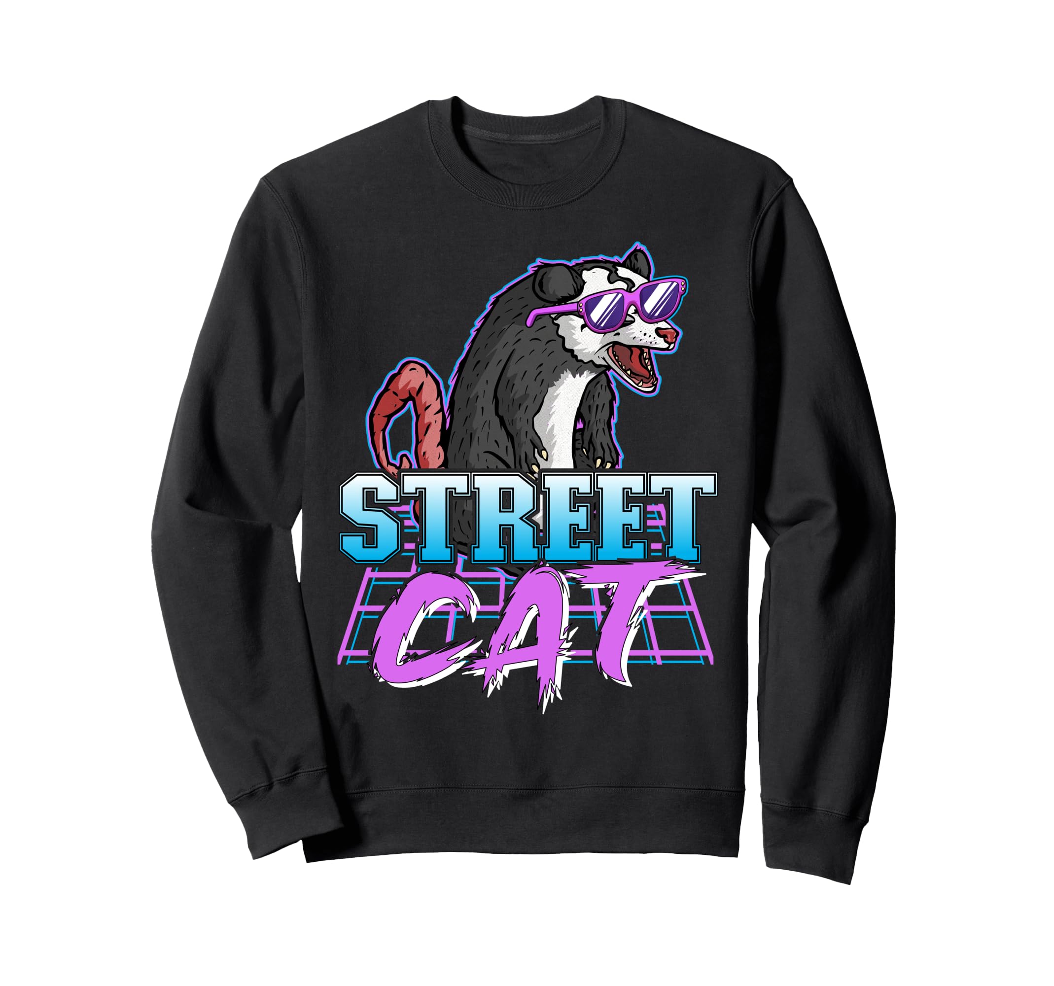 Street Cat Synthwave Retrowave Pastel Sweatshirt - Trendy Graphic Unisex - T-Shirt, Sweatshirt, Hoodie