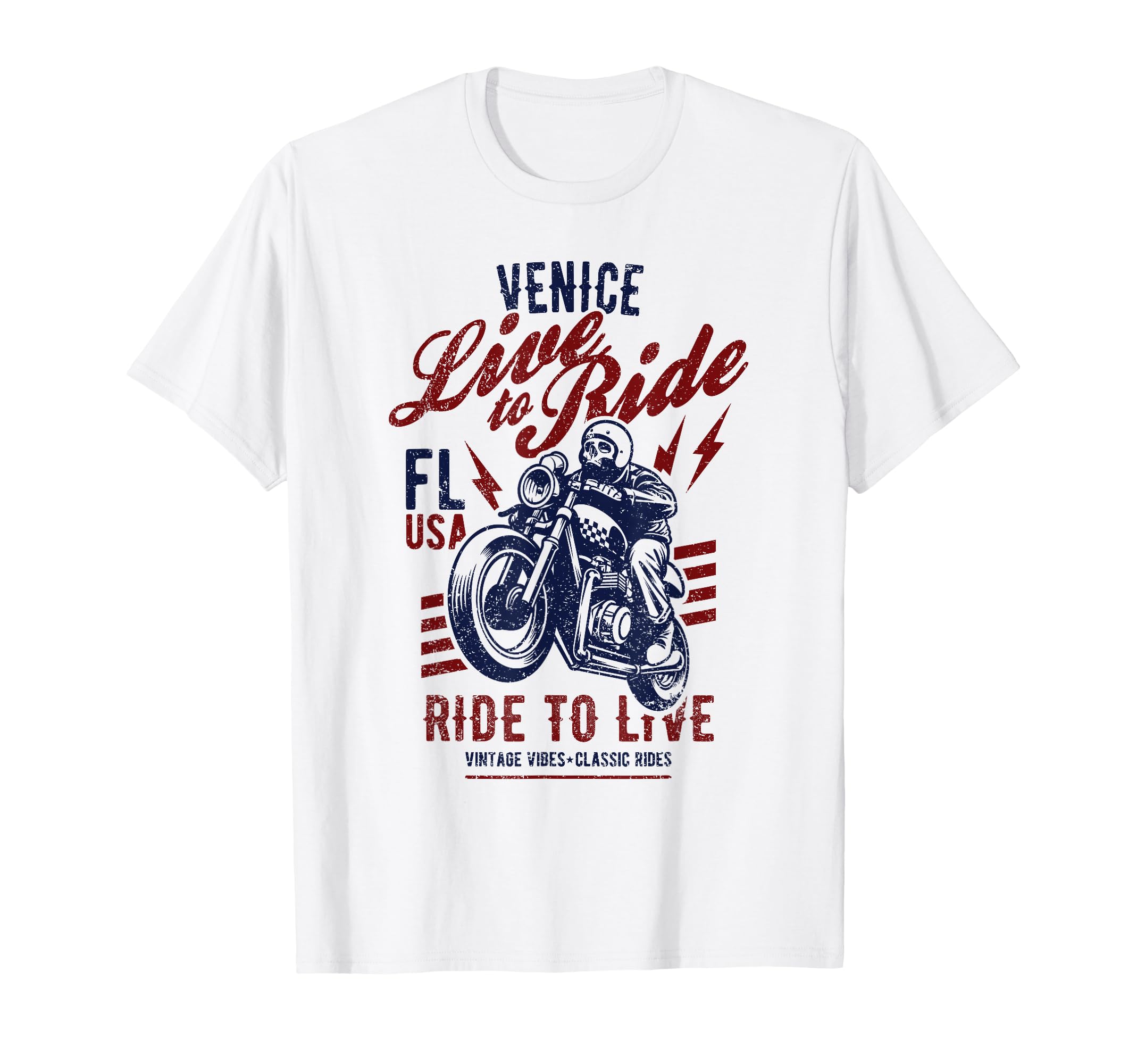 Venice Florida Usa Motorcycle Skull T-Shirt - Fun Novelty Design Unisex - T-Shirt, Sweatshirt, Hoodie