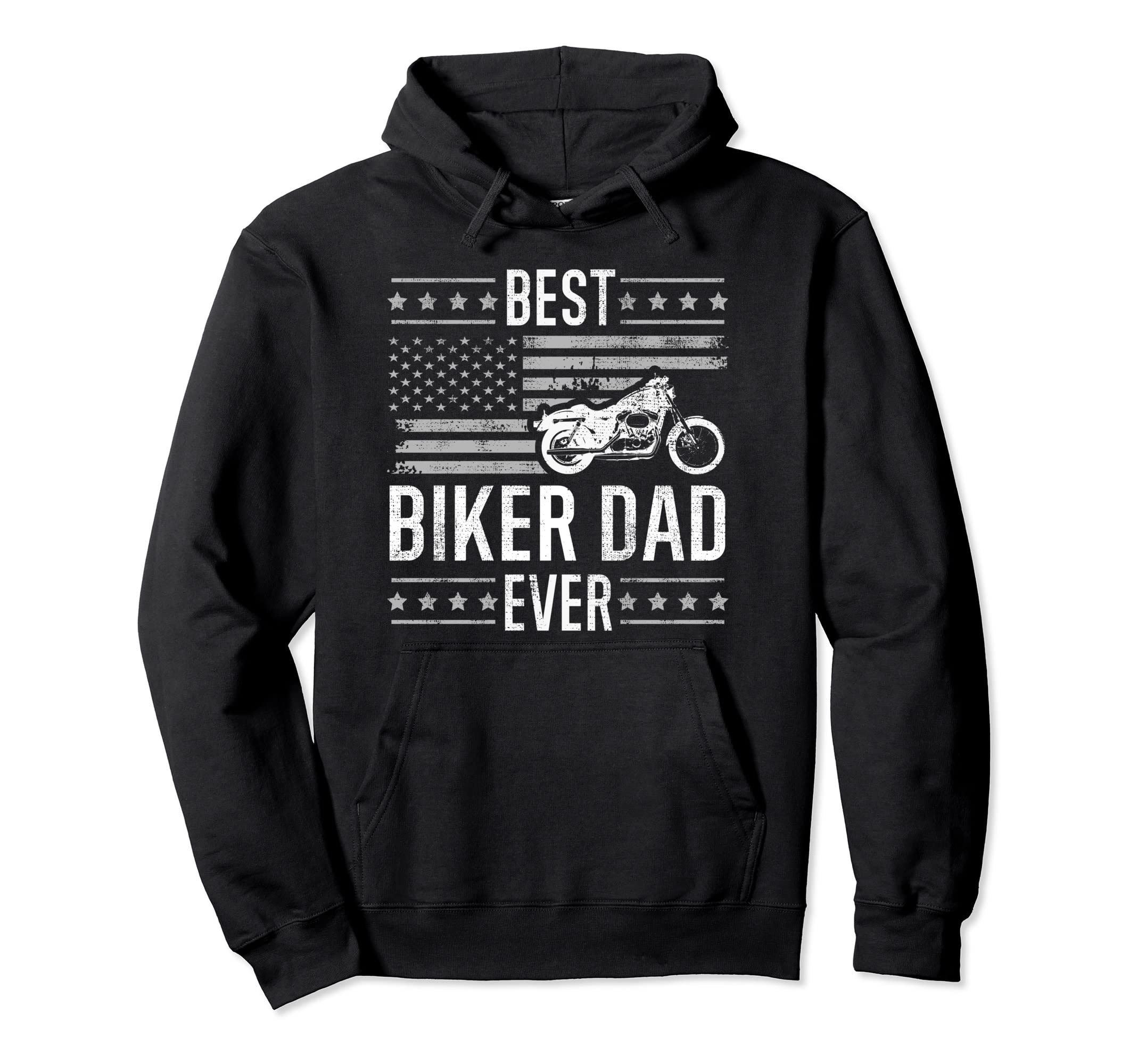 Best Biker Dad Ever Motorcycle American Flag Hoodie - Unique Graphic Unisex - T-Shirt, Sweatshirt, Hoodie