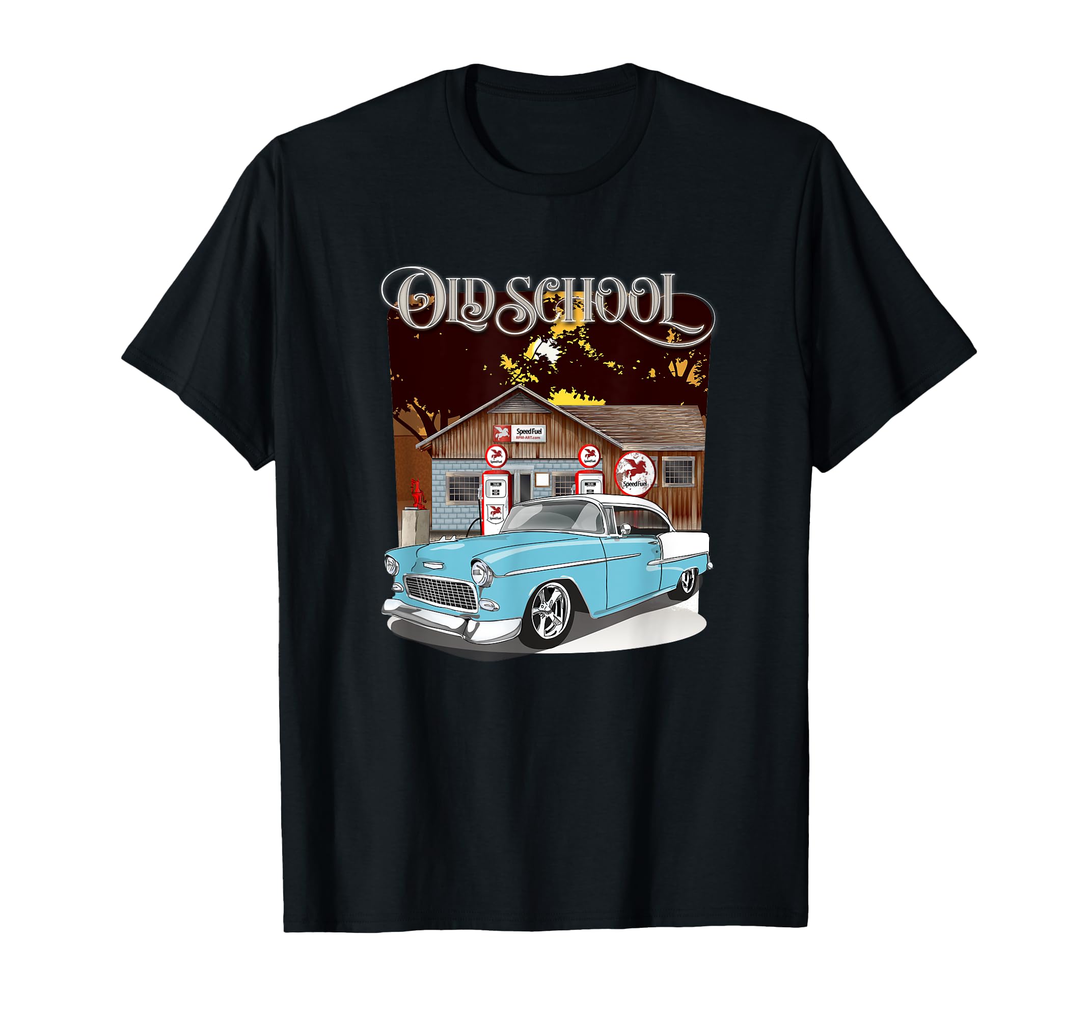 1955 Skyline Blue White Bel Air Old T-Shirt - Casual Everyday Wear Unisex - T-Shirt, Sweatshirt, Hoodie