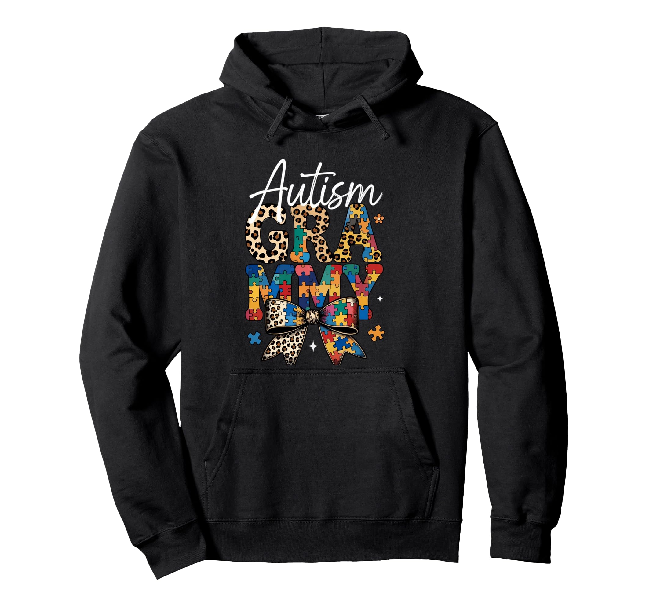 Grammy Autism Awareness Leopard Bow Hoodie - Novelty Apparel Men Women - T-Shirt, Sweatshirt, Hoodie
