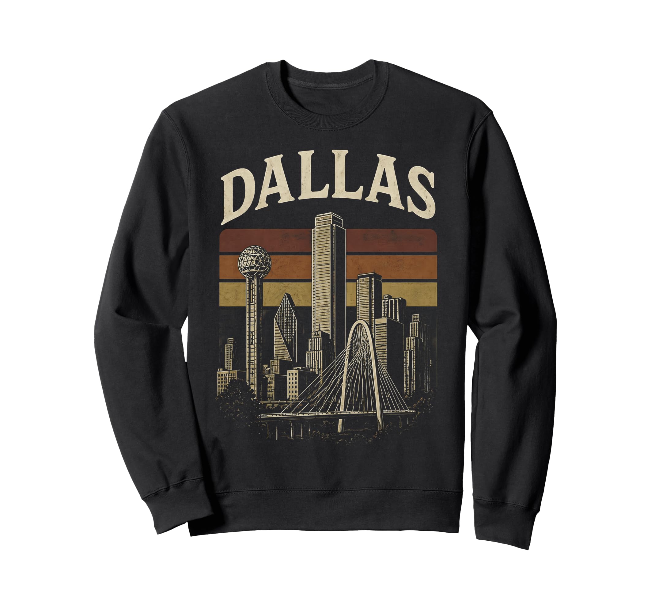 Dallas Texas Skyline 70S Cityscape Sweatshirt - Novelty Apparel Unisex - T-Shirt, Sweatshirt, Hoodie