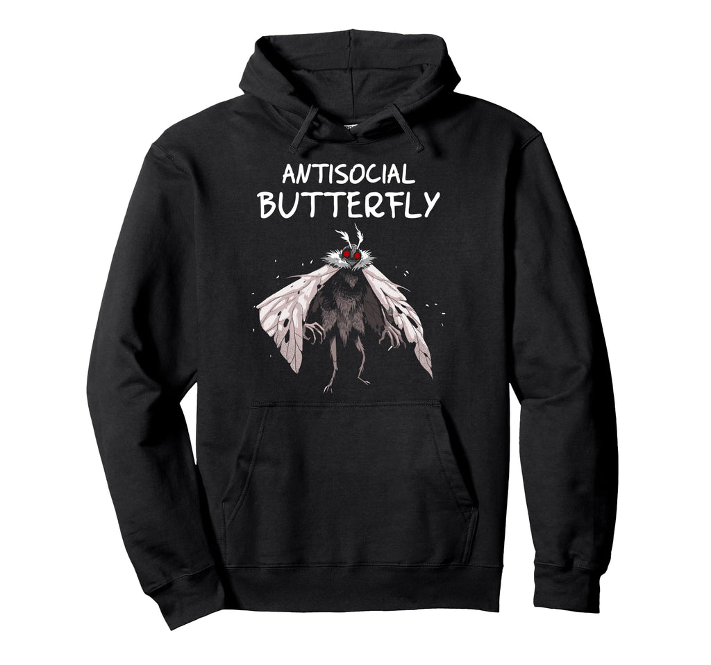 Mothman Antisocial Butterfly Introvert Hoodie - Novelty Apparel for Adults - T-Shirt, Sweatshirt, Hoodie