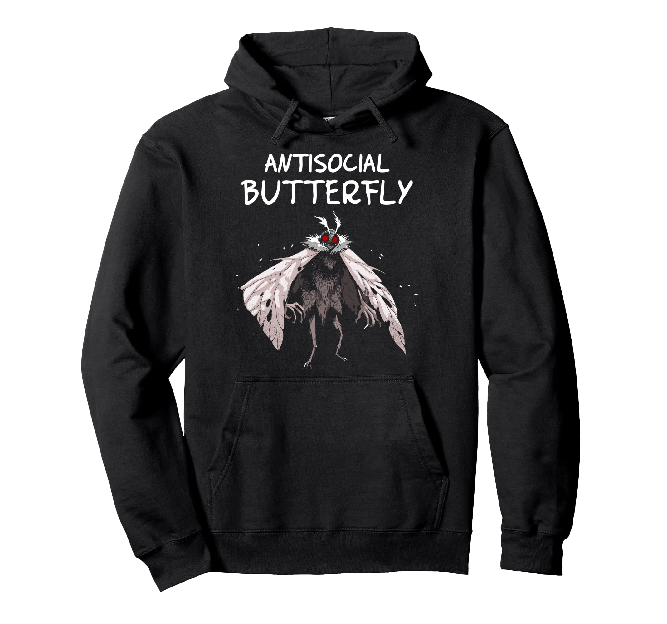 Mothman Antisocial Butterfly Introvert Hoodie - Novelty Apparel for Adults - T-Shirt, Sweatshirt, Hoodie