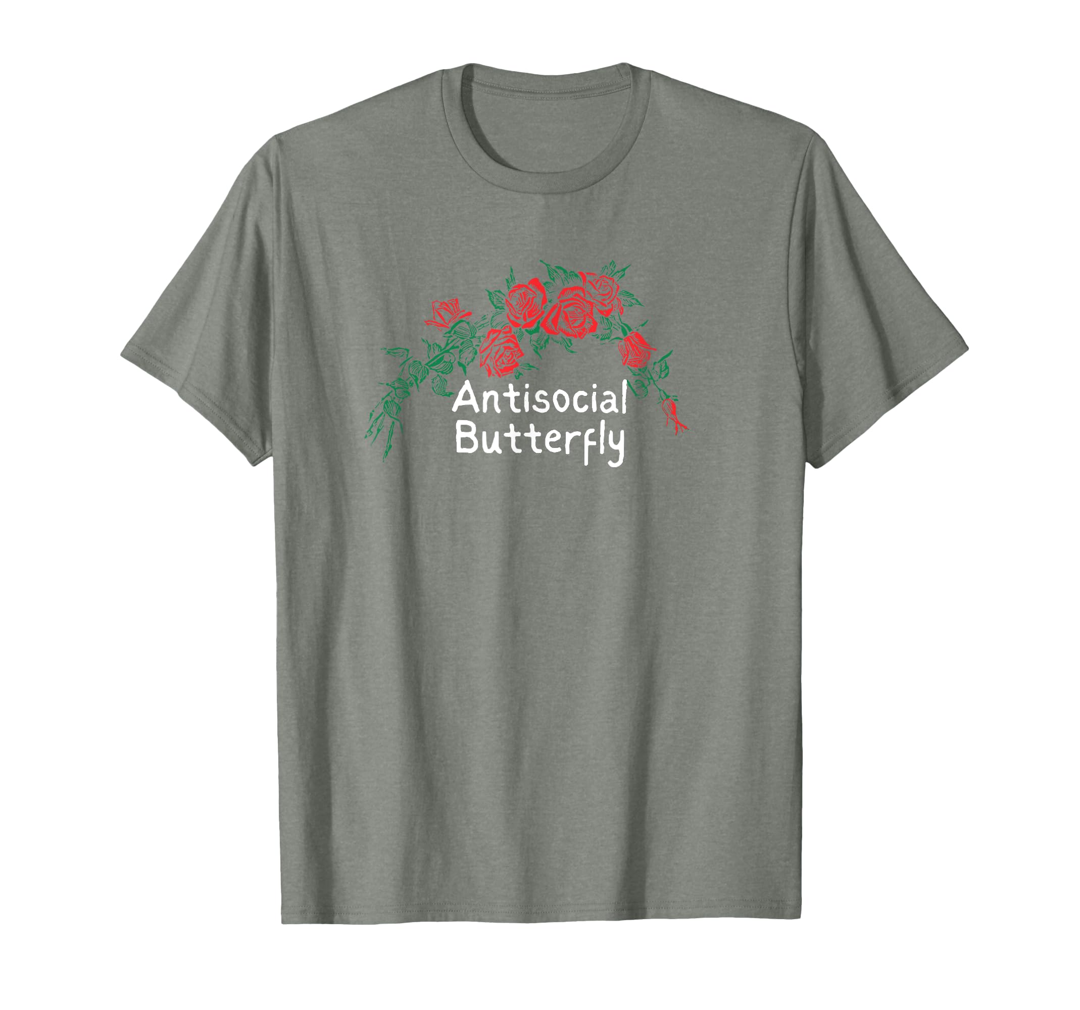 Flowers Red Antisocial Butterfly T-Shirt - Aesthetic Graphic Men Women - T-Shirt, Sweatshirt, Hoodie