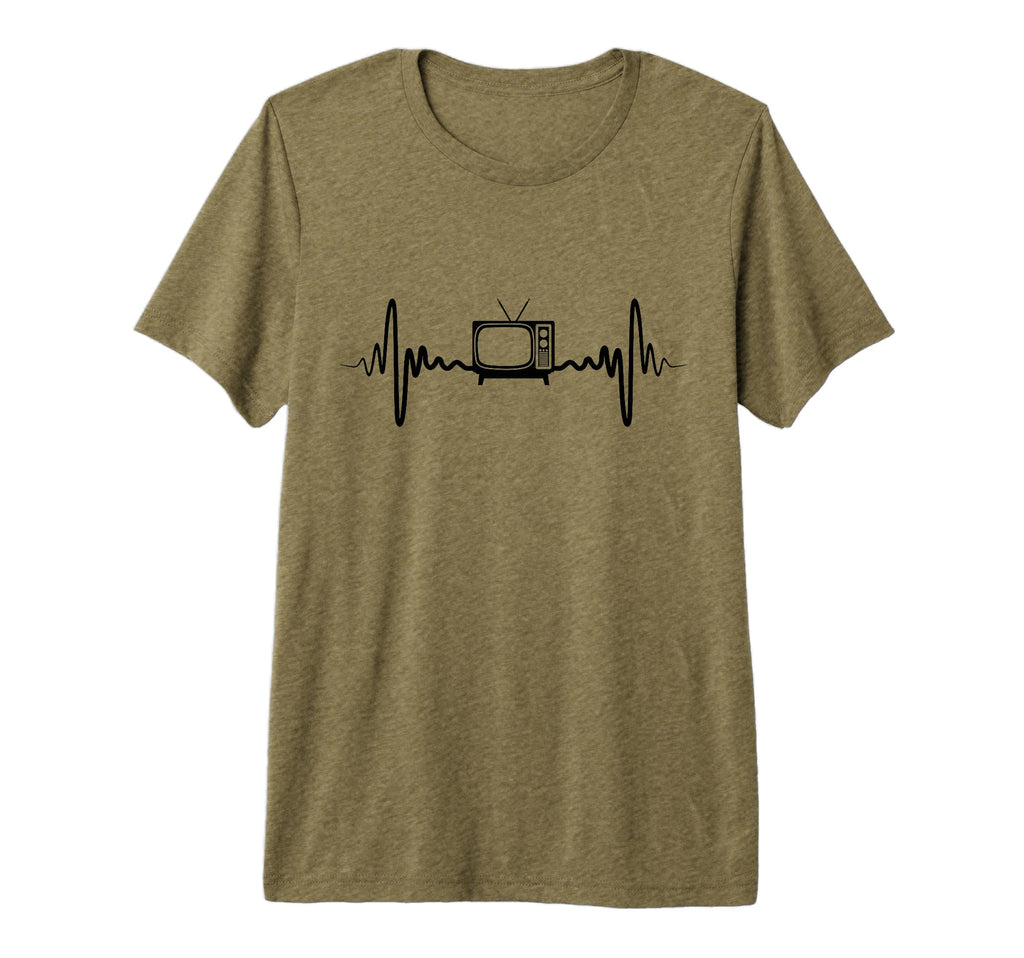 80S Tv Heartline Tri Blend T-Shirt - Minimalist Print for Adults - T-Shirt, Sweatshirt, Hoodie
