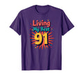 Living My Best 91 Birthday Gift T-Shirt - Graphic Print Men Women - T-Shirt, Sweatshirt, Hoodie