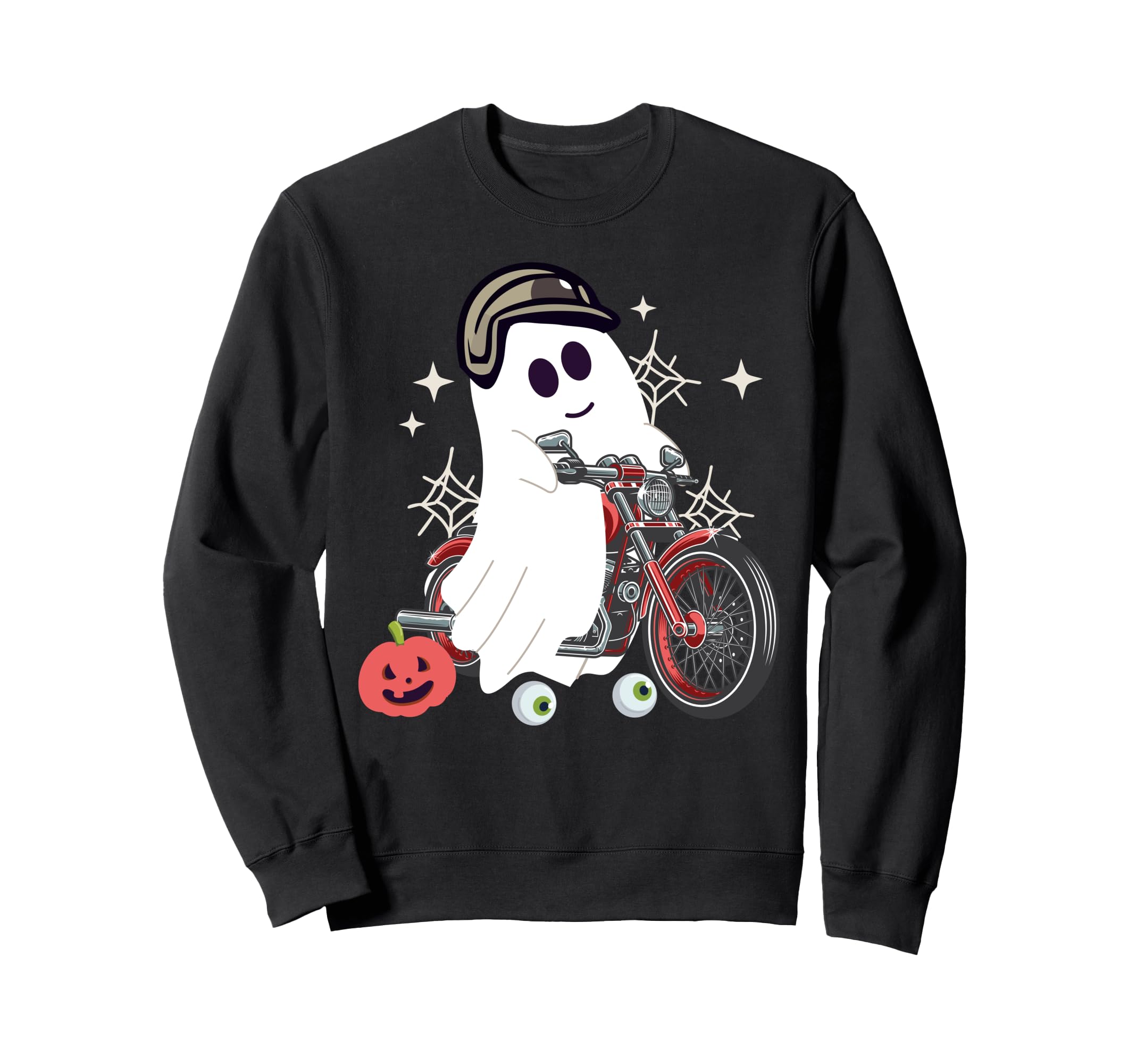 Motorcycle Biker Halloween Ghost Sweatshirt - Minimalist Print Men Women - T-Shirt, Sweatshirt, Hoodie