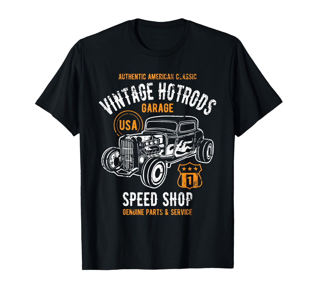 Speed Shop Hotrod Car Distressed T-Shirt - Trendy Graphic for Adults - T-Shirt, Sweatshirt, Hoodie