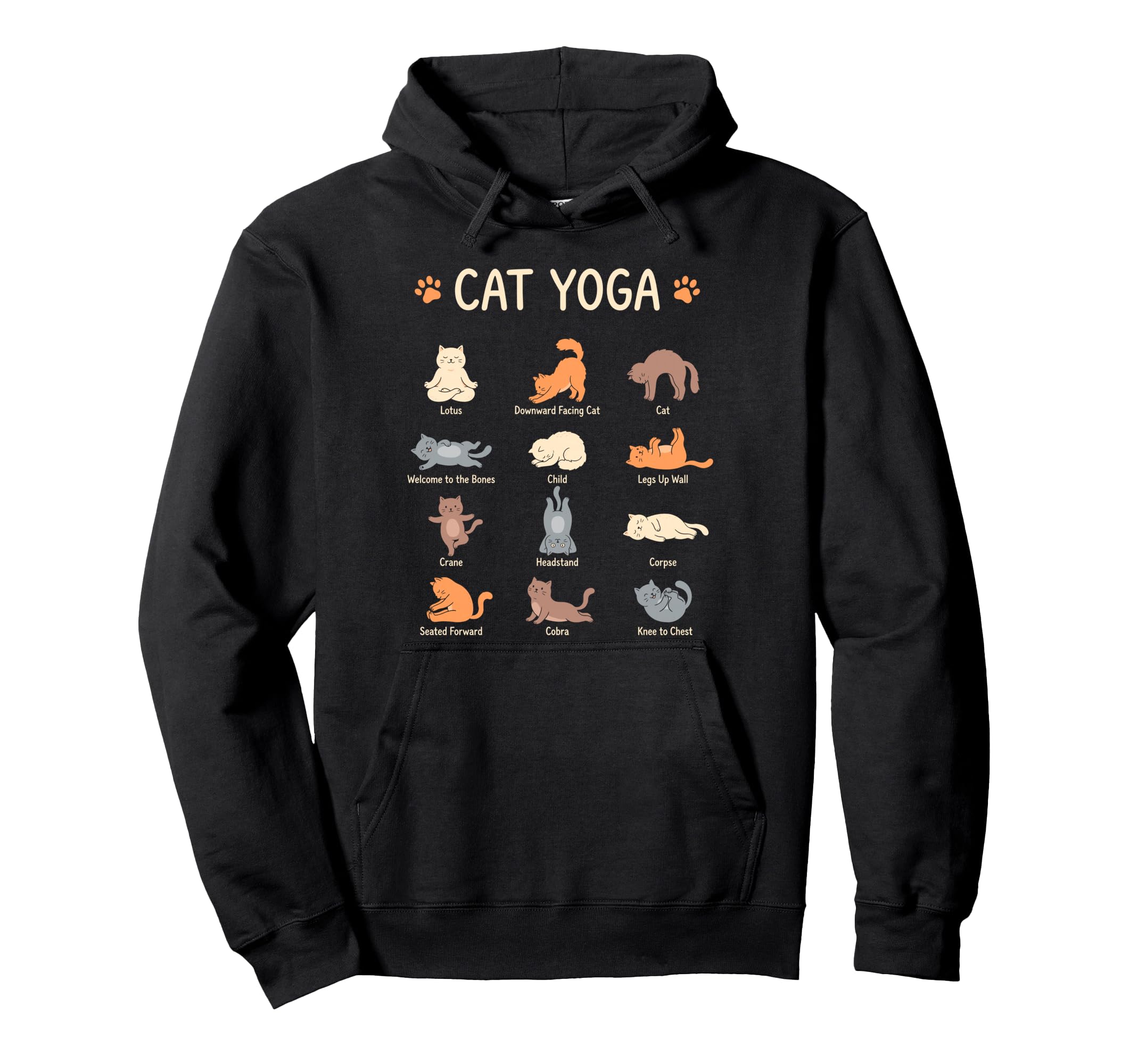 Funny Cat Yoga Poses Cats Meditation Hoodie - Graphic Print for Adults - T-Shirt, Sweatshirt, Hoodie