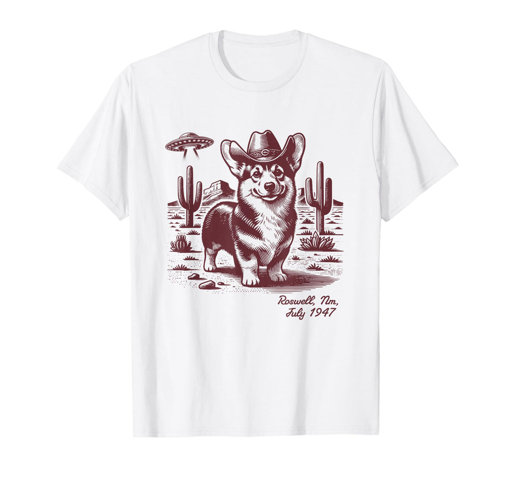90S Cowgirl Western Cowboy Corgi Ufo T-Shirt - Streetwear Style Men Women - T-Shirt, Sweatshirt, Hoodie