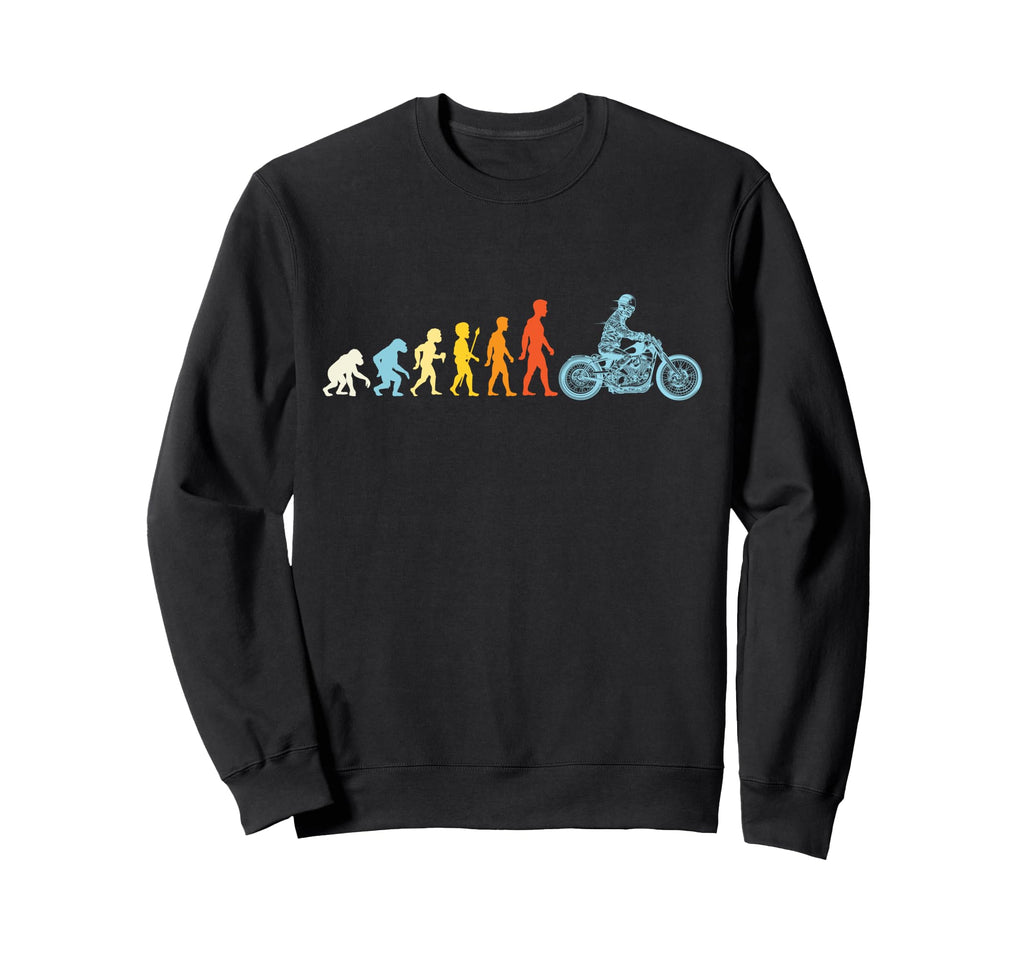 Motorcycle Biker Human Evolution Sweatshirt - Aesthetic Graphic Unisex - T-Shirt, Sweatshirt, Hoodie