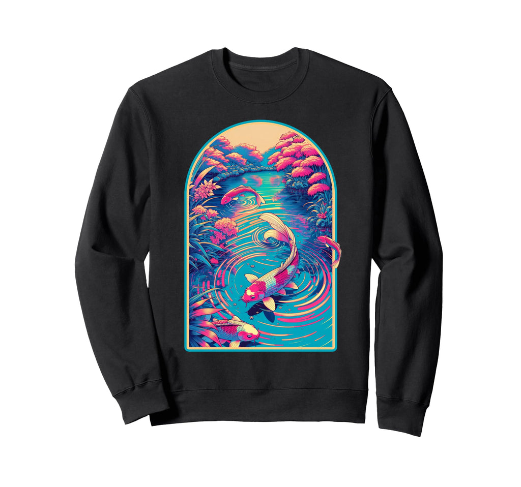 Japanese Koi Fish Synthwave Outrun Sweatshirt - Novelty Apparel Men Women - T-Shirt, Sweatshirt, Hoodie